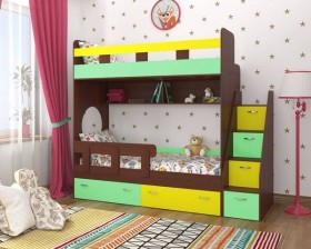 Детская двухъярусная кровать Юниор-1 Белый/Синий Распродажа в Северске - seversk.katalogmebeli.com | фото 4