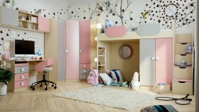 Детская комната Грэйси (Розовый/Серый/корпус Клен) в Северске - seversk.katalogmebeli.com | фото