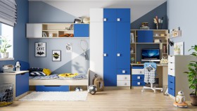 Детская комната Скай (Синий/Белый/корпус Клен) в Северске - seversk.katalogmebeli.com | фото