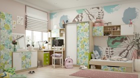 Детская комната Твит (Белый/Зеленый/корпус Клен) в Северске - seversk.katalogmebeli.com | фото