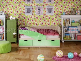 Кровать Бабочки 1,6м (Салатовый металлик) в Северске - seversk.katalogmebeli.com | фото