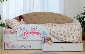 Кровать детская Эльза с бортиком Принцесса Белый/Бежевый в Северске - seversk.katalogmebeli.com | фото