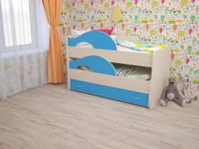 Кровать детская Радуга 1600 Млечный дуб/Голубой в Северске - seversk.katalogmebeli.com | фото