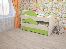 Кровать детская Радуга 1600 Млечный дуб/Салатовый в Северске - seversk.katalogmebeli.com | фото