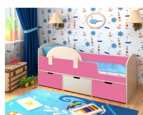 Кровать Малыш-мини Дуб молочный/Розовый в Северске - seversk.katalogmebeli.com | фото