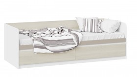 Кровать «Сканди» с 2 ящиками Дуб Гарден/Белый/Глиняный серый в Северске - seversk.katalogmebeli.com | фото