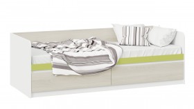 Кровать «Сканди» с 2 ящиками Дуб Гарден/Белый/Зеленый в Северске - seversk.katalogmebeli.com | фото