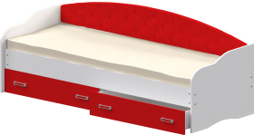Кровать Софа-7 с мягкой спинкой (800х1900) Белый/Красный в Северске - seversk.katalogmebeli.com | фото