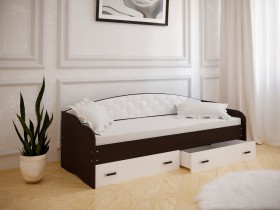 Кровать Софа-8 с мягкой спинкой (900х1900) Венге/ Белый в Северске - seversk.katalogmebeli.com | фото