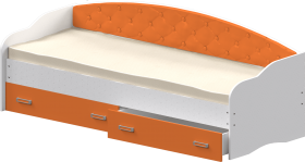 Кровать Софа-8 с мягкой спинкой (900х2000) Белый/Оранжевый в Северске - seversk.katalogmebeli.com | фото