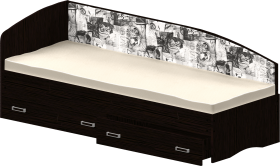 Кровать Софа-9 с мягкой спинкой с рисунком Милана (900х2000) Венге в Северске - seversk.katalogmebeli.com | фото