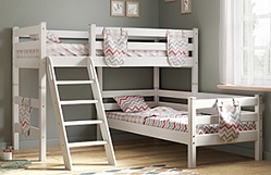 Кровать Соня вариант 8 угловая с наклонной лестницей Белый полупрозрачный в Северске - seversk.katalogmebeli.com | фото