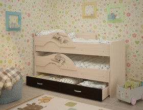 Кровать выкатная Радуга-Сафари детская 1600 Млечный дуб/Венге в Северске - seversk.katalogmebeli.com | фото