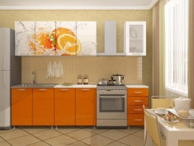 Кухонный гарнитур 1,8м Апельсин (Белый/Оранжевый металлик/Фотопечать апельсин) в Северске - seversk.katalogmebeli.com | фото