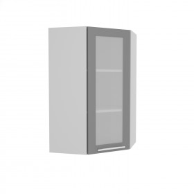 Квадро ВПУС 550 шкаф верхний угловой со стеклом высокий (Железо/корпус Серый) в Северске - seversk.katalogmebeli.com | фото