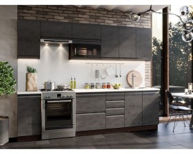 Модульная кухня Бруклин 2,8 м (Бетон черный/Венге) в Северске - seversk.katalogmebeli.com | фото