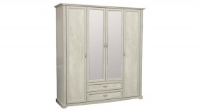 Шкаф для одежды "Сохо" (бетон пайн белый/2 ящика/зеркало) в Северске - seversk.katalogmebeli.com | фото