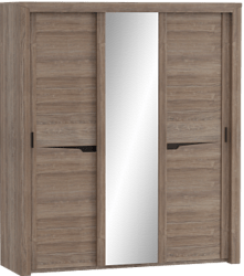 Шкаф трехдверный Соренто с раздвижными дверями Дуб стирлинг/Кофе структурный матовый в Северске - seversk.katalogmebeli.com | фото